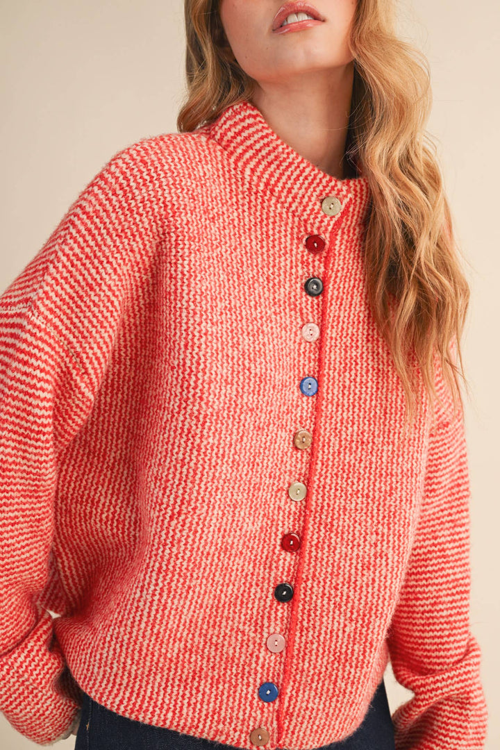 Jodie Striped Colorful Button Cardigan