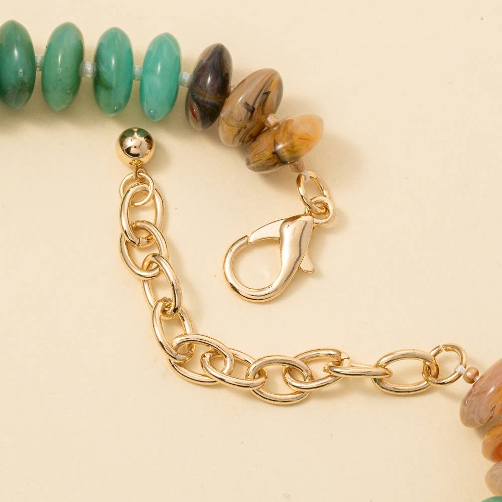 Mixed Marble Resin Disc Beads Necklace