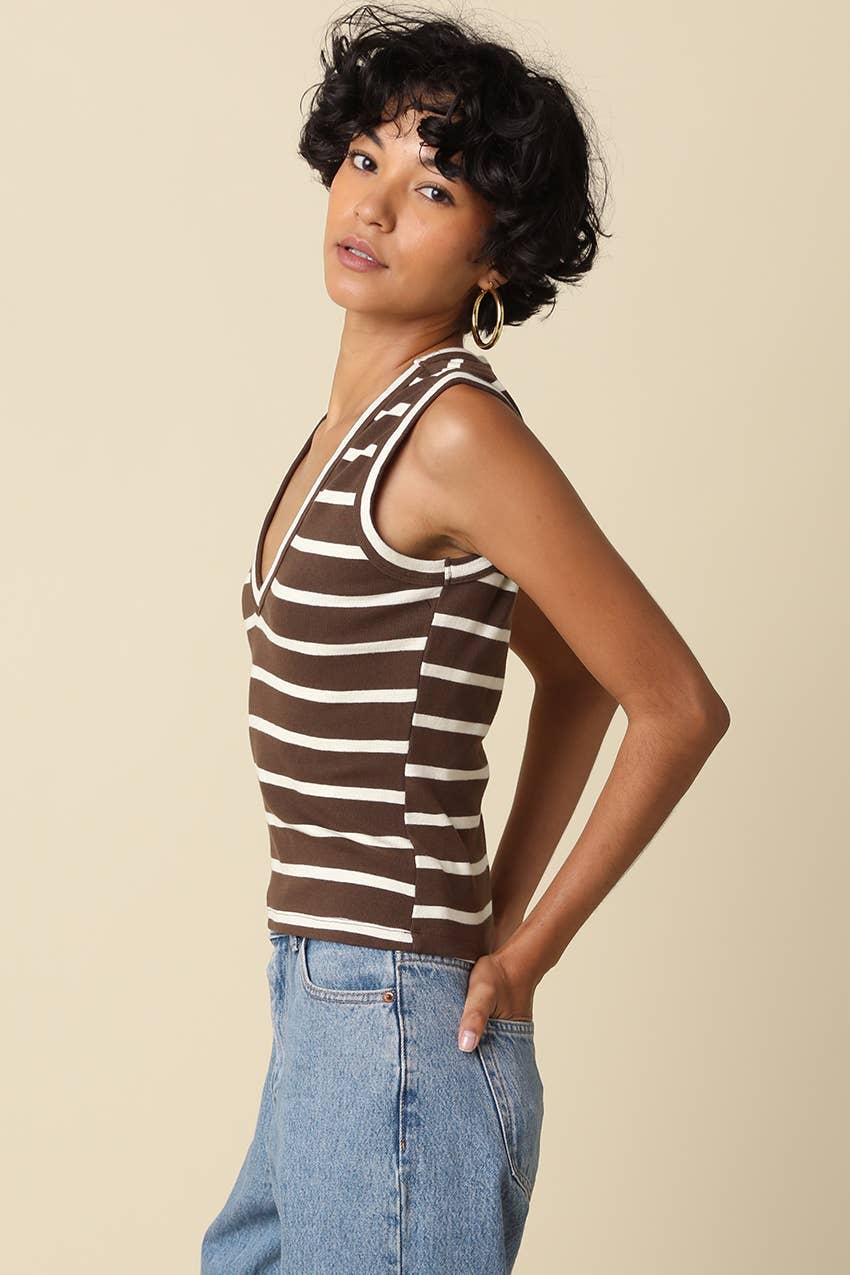 Macy Striped V-Neck Tank Top