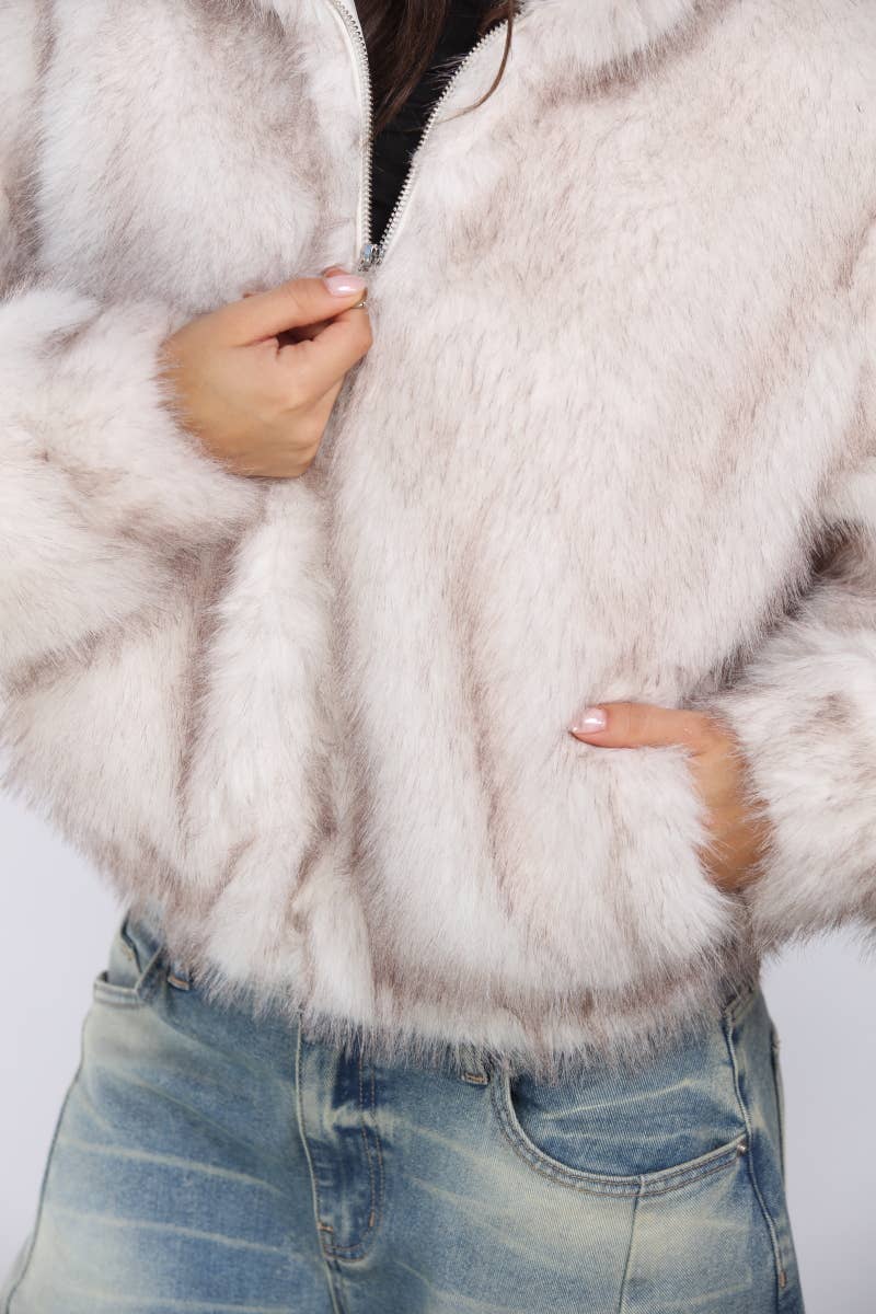 Anna Fur Hooded Bomber