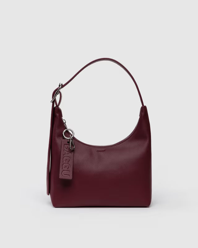 Baggu Mini Mahogany Leather Shoulder Bag