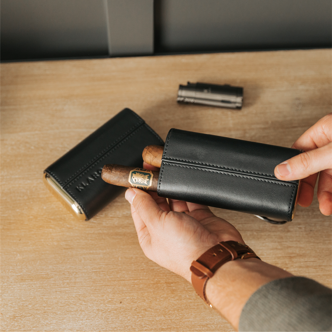 Premium 3 Cigar Black Travel Case