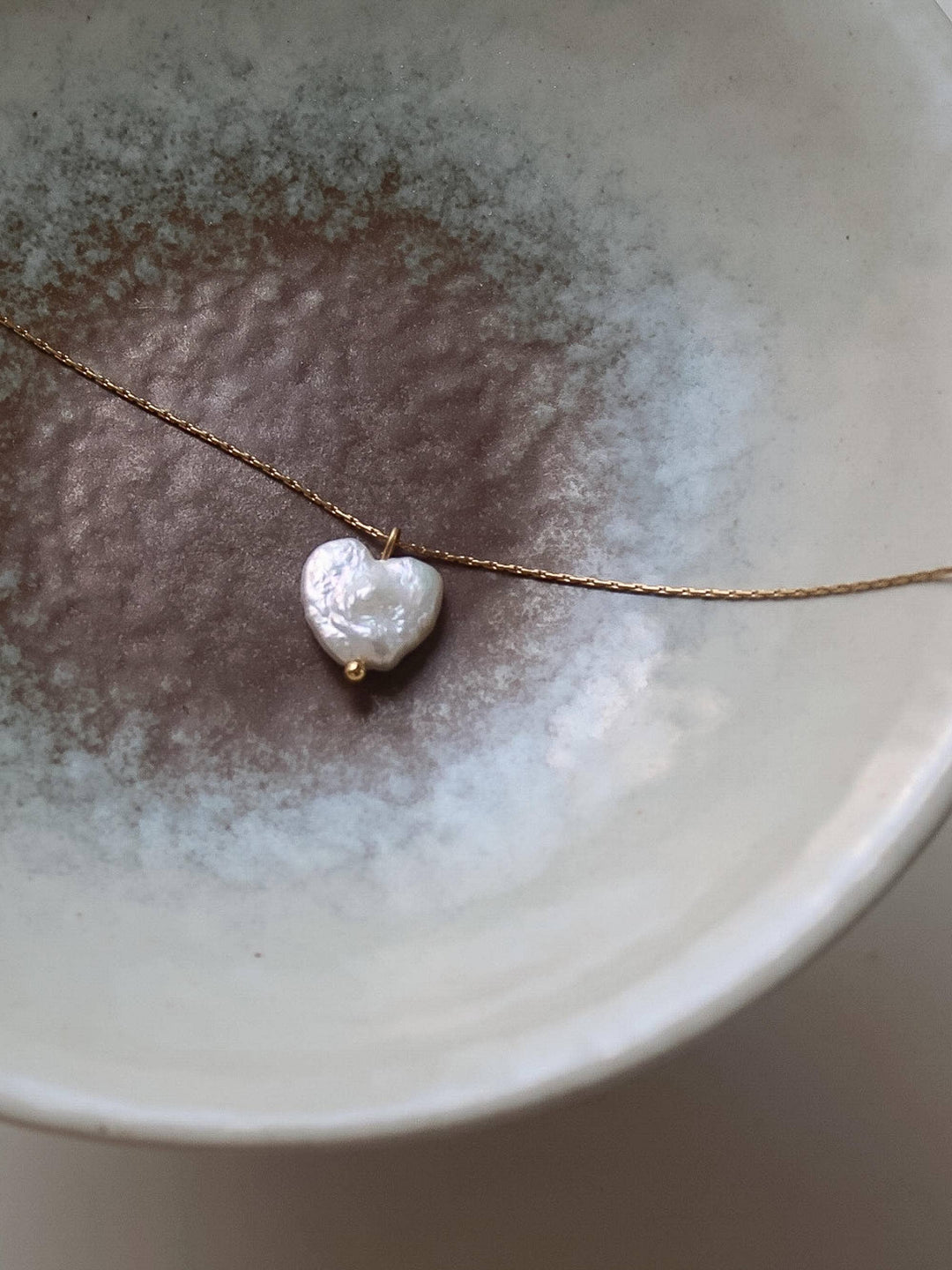 Freshwater Pearl Clover, Heart Necklace