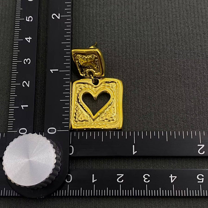 Square Hollow Heart Earrings