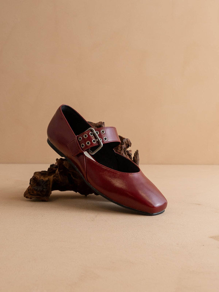 The Soho Wine Ballet Buckle Flats