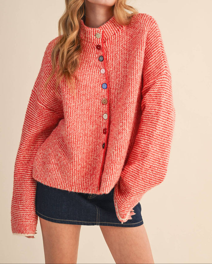 Jodie Striped Colorful Button Cardigan
