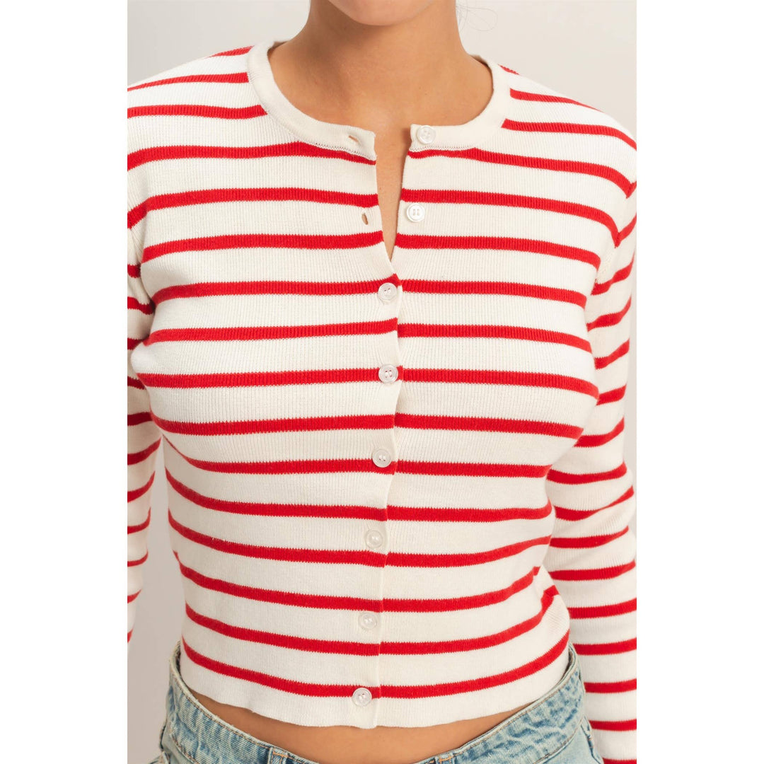 Sally Striped Button-Up Cardigan