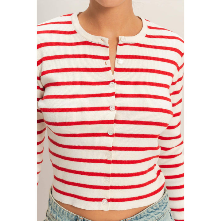 Sally Striped Button-Up Cardigan