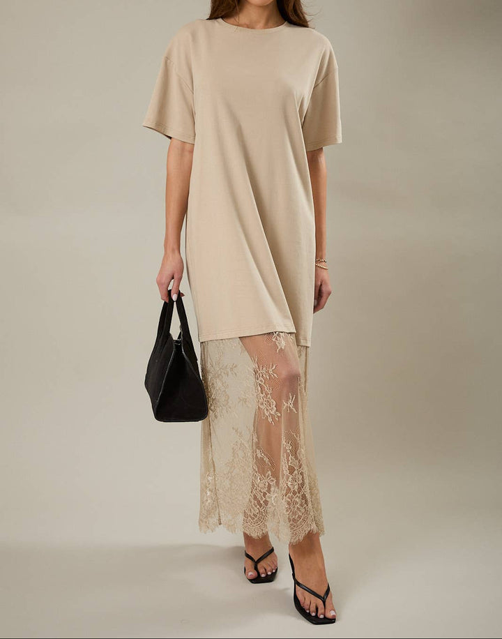 Grace Lace T-Shirt Maxi Dress