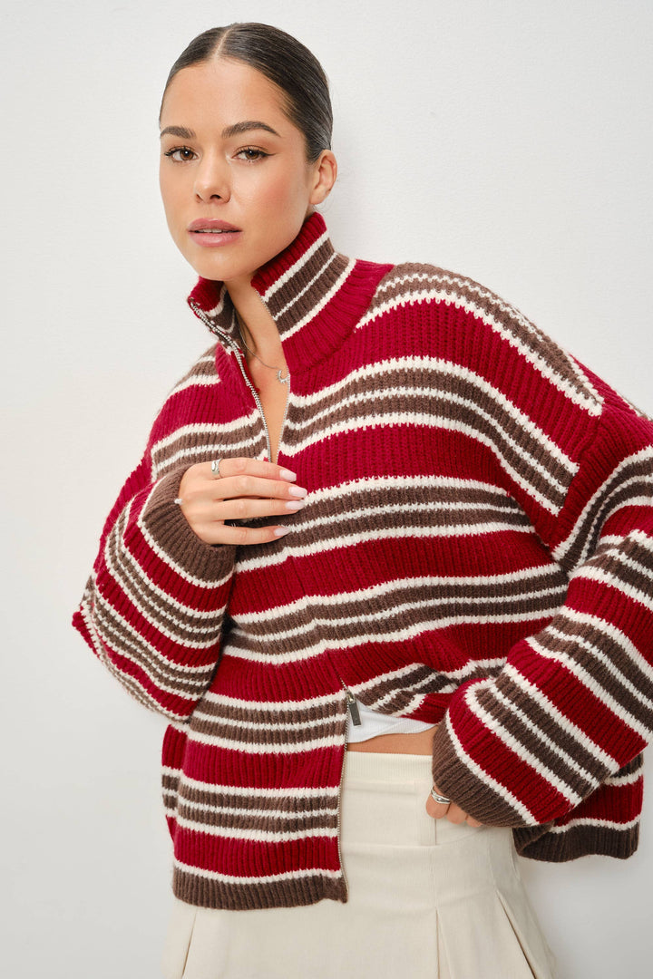 Ari Striped Mock Neck Jacket