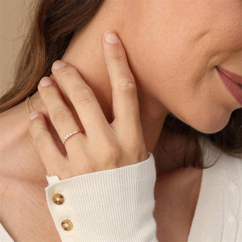 Dainty Triple Opal Stacking Thin Ring