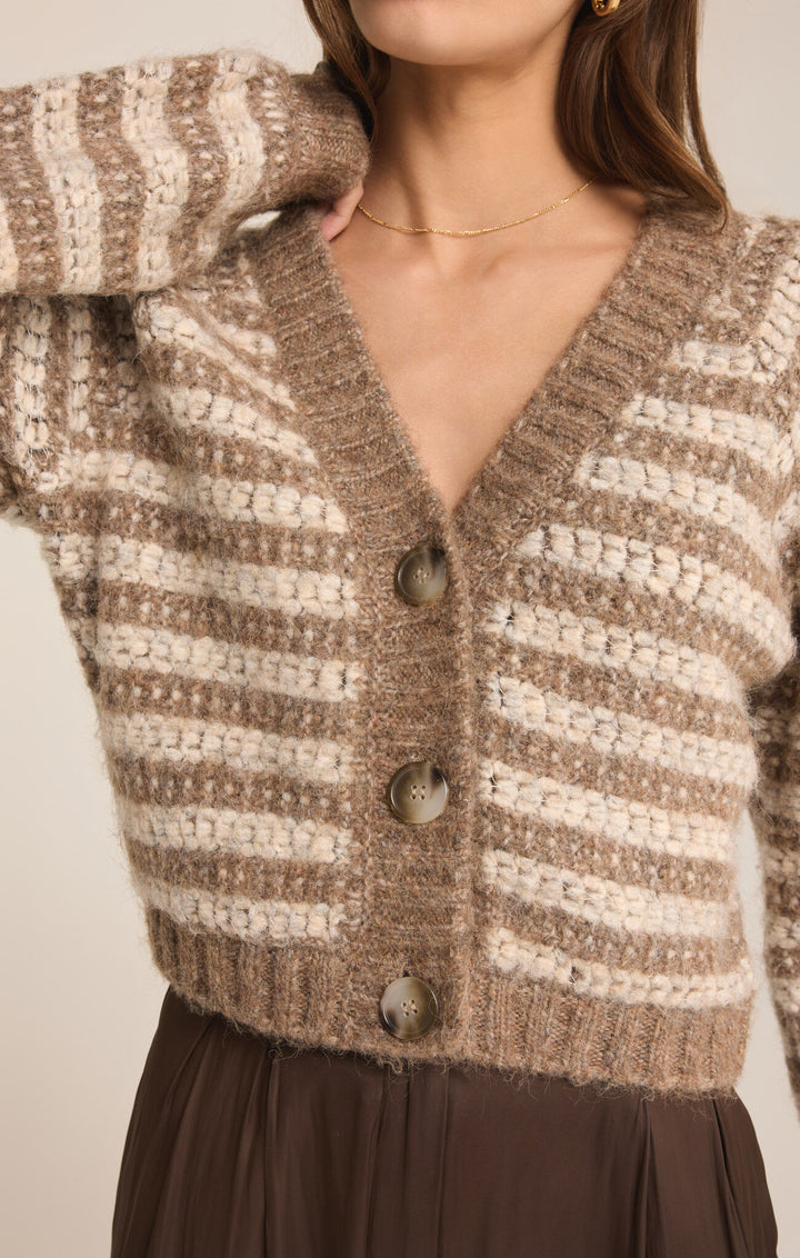 Este Metallic Stripe Cardigan