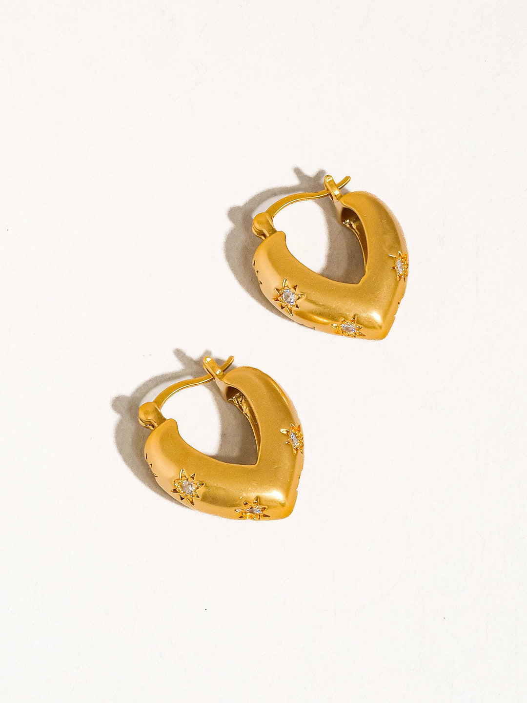 Desi Gold Star CZ Heart Hoop Earring