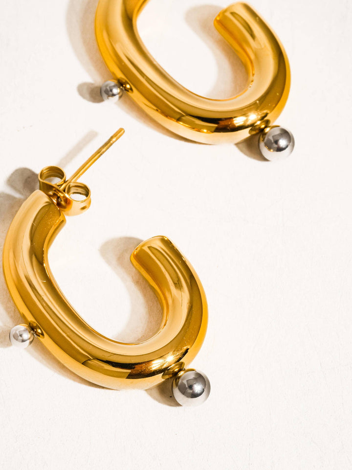 Alsace Two Toned C Hoop Earring