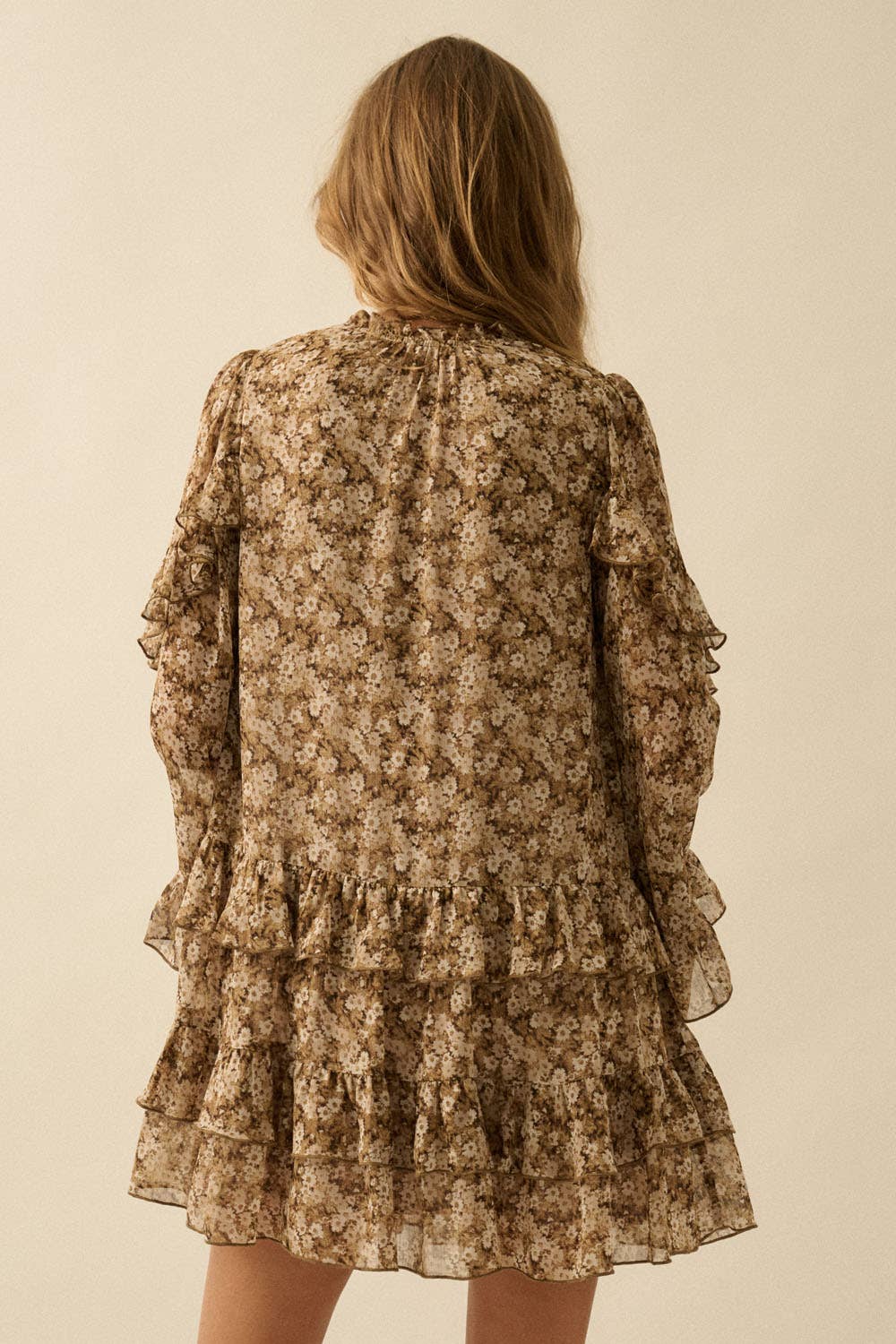 Mila Floral Ruffled Bell-Sleeve Mini Dress