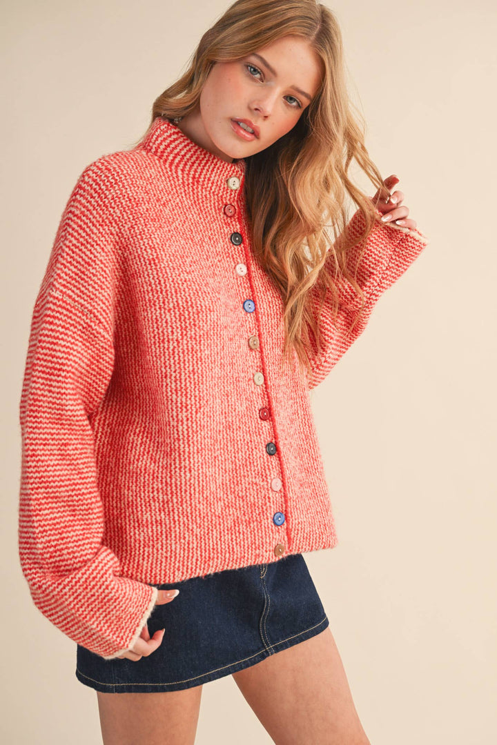 Jodie Striped Colorful Button Cardigan