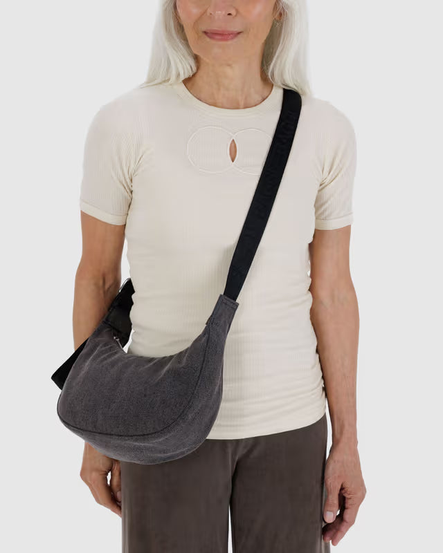 Baggu Small Denim Crescent Bag Washed Denim