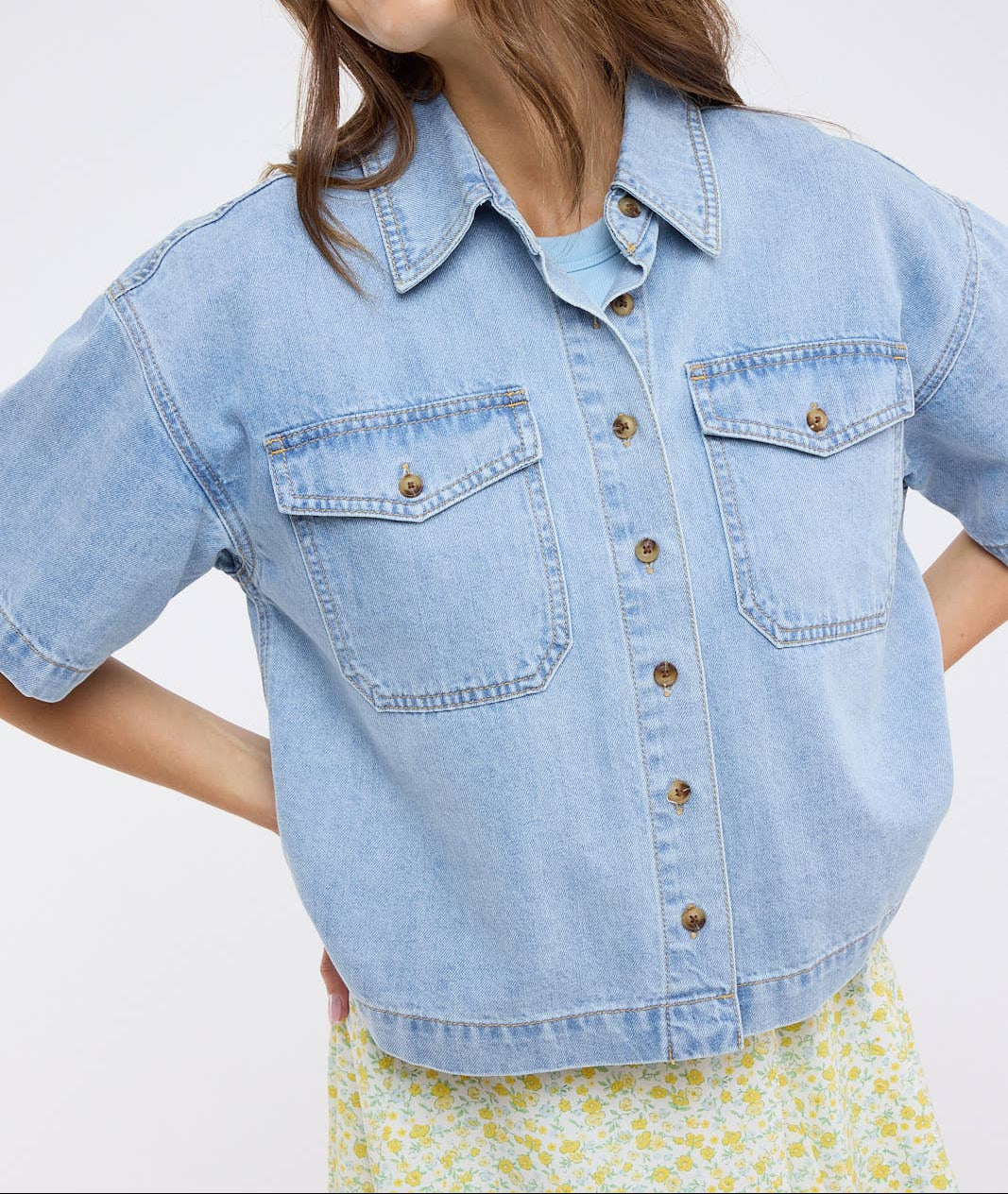 Annie Denim Button Up Top