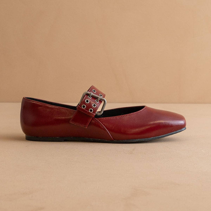 The Soho Wine Ballet Buckle Flats