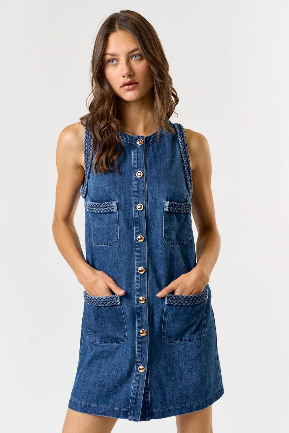 Carlie Denim Pocket Mini Dress