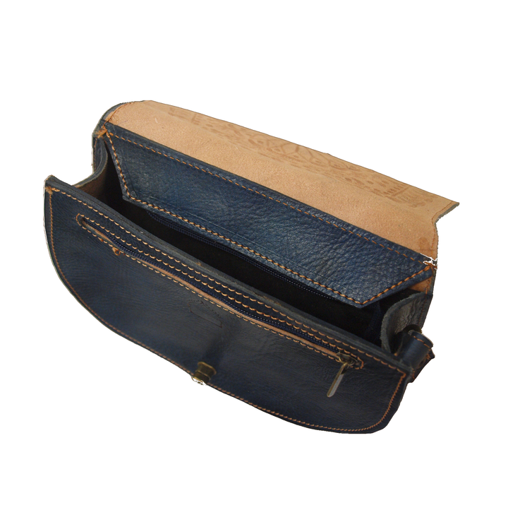 Juniper Embossed Leather Saddle Bag