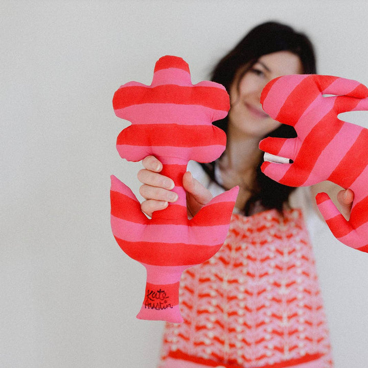 Pink & Red Flower Stripe Pillow