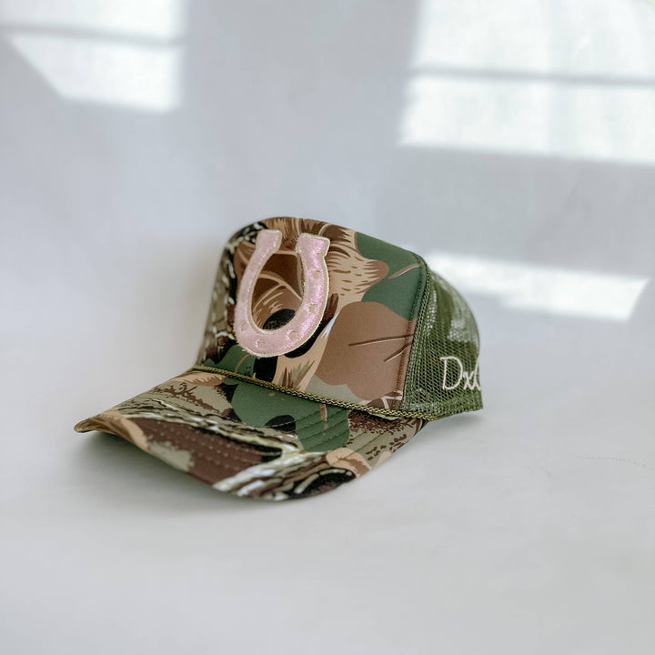 Camo Horseshoe Embroidered Trucker Hat