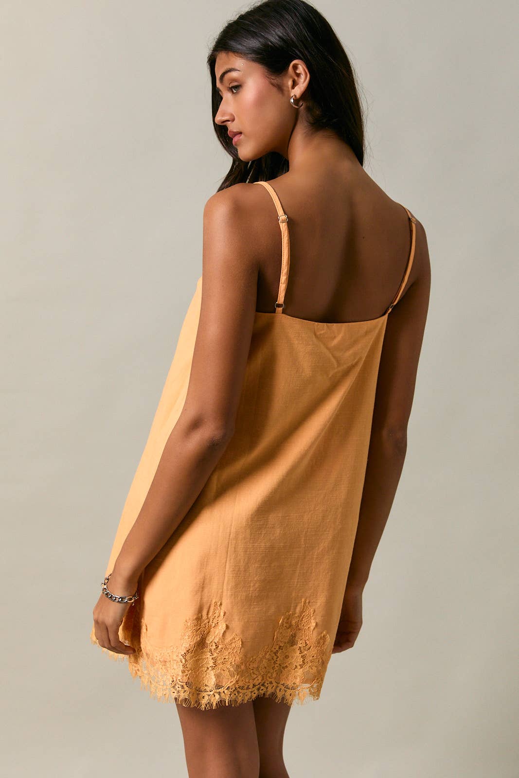 Lila Lace Trim Mini Shift Dress