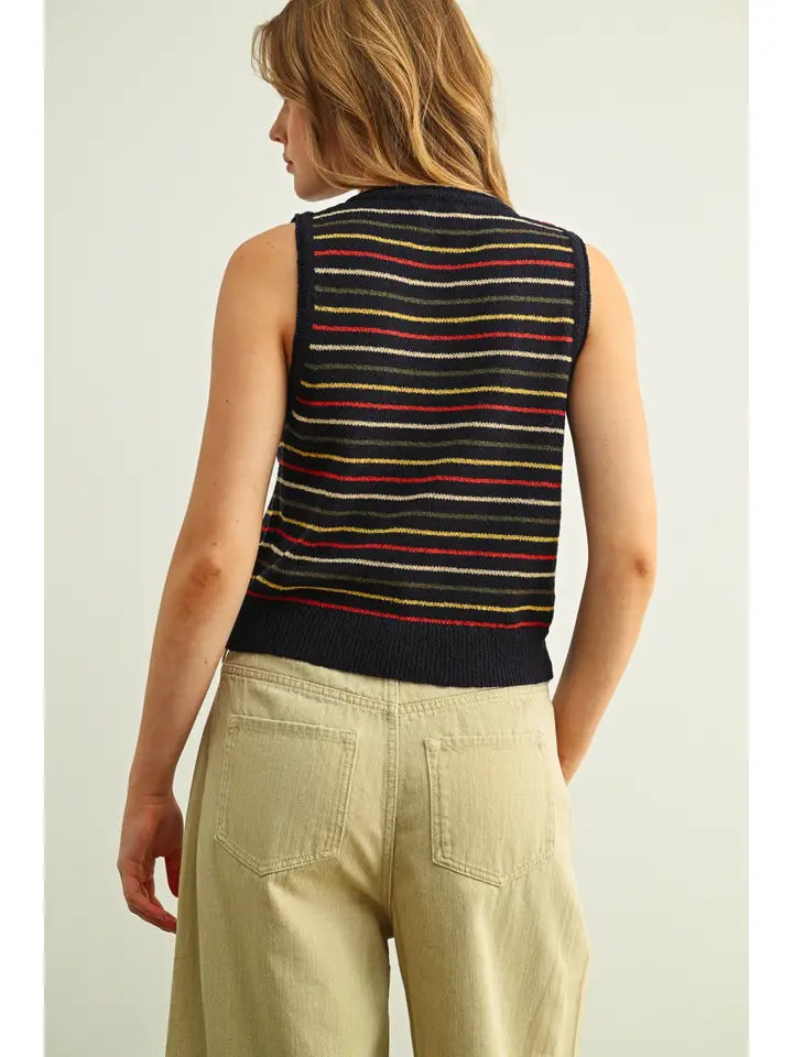 Maisie Striped Button Top