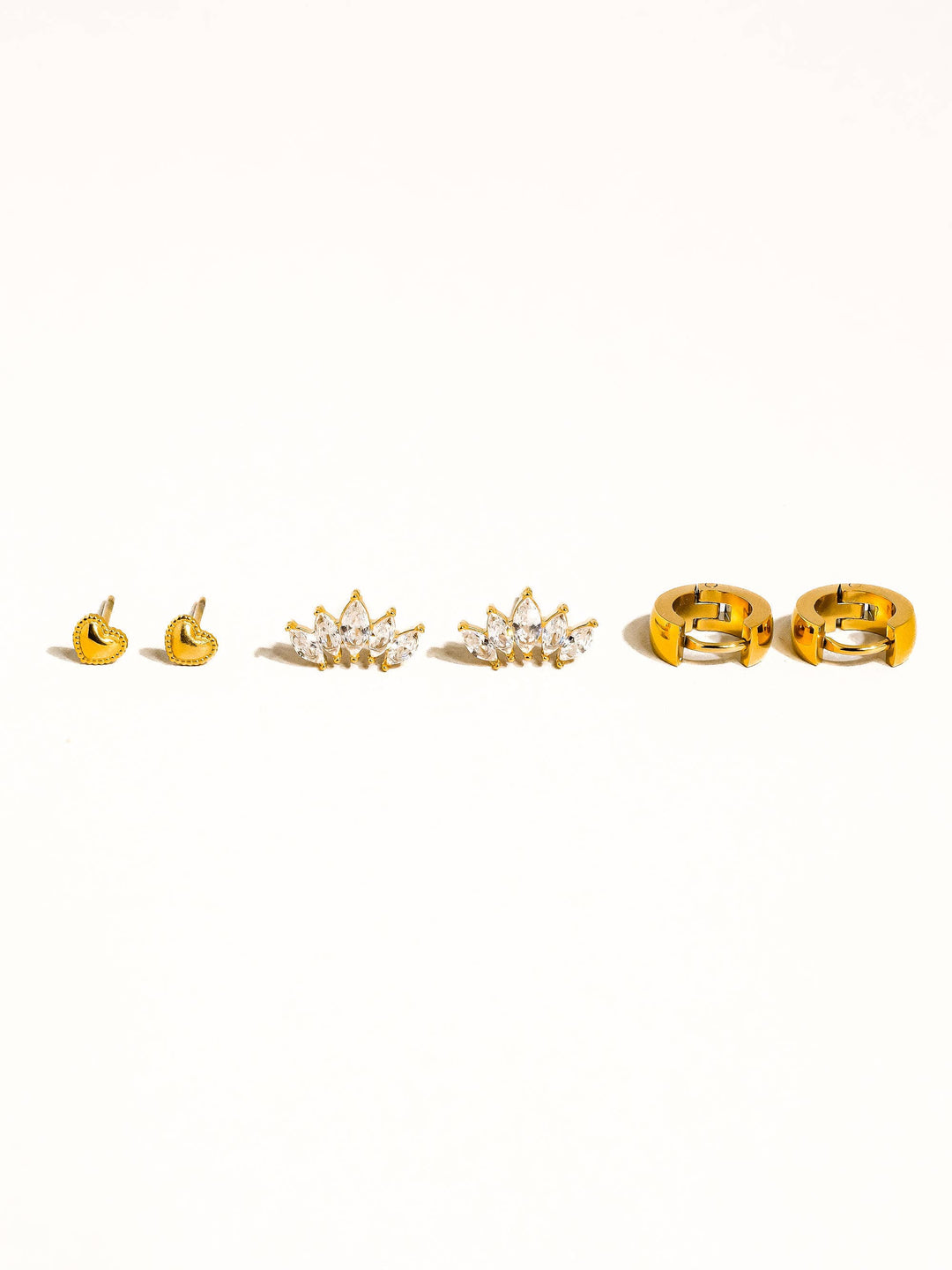 Anouk Gold Hearts, Hoops & CZ Earring