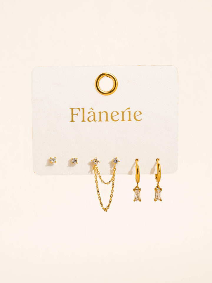 Roussa CZ Chain Earring Set