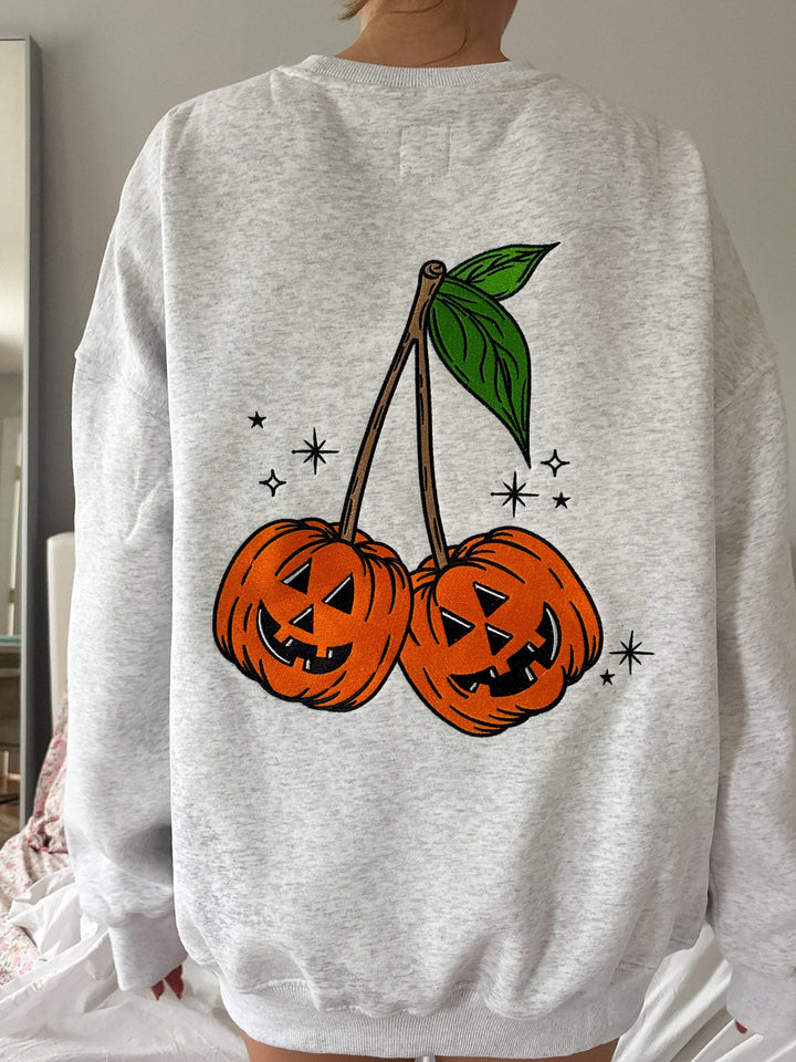 Pumpkin Cherries Embroidered Sweatshirt