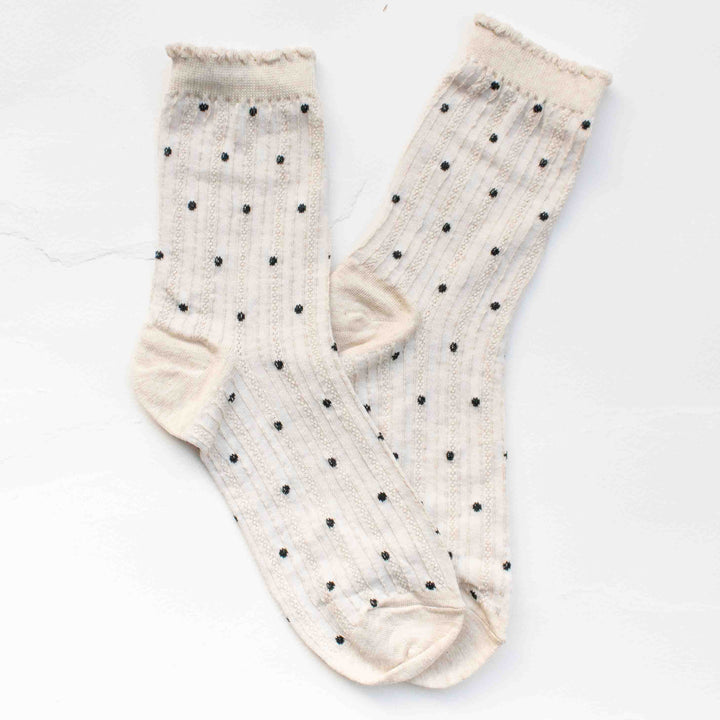 Polka Dot Ribbed Crew Socks