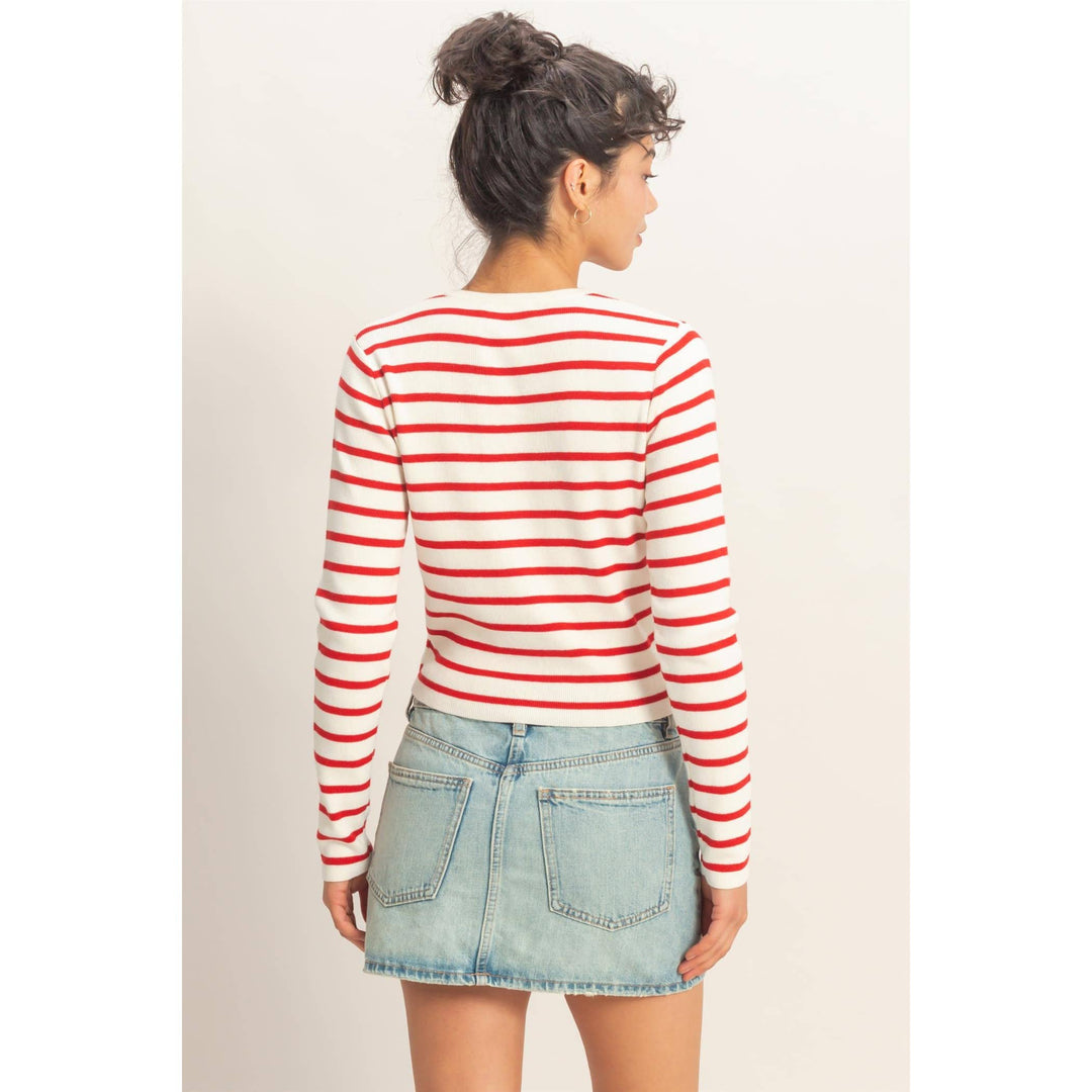 Sally Striped Button-Up Cardigan