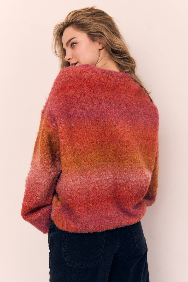 Red Ombre Retro Sweater