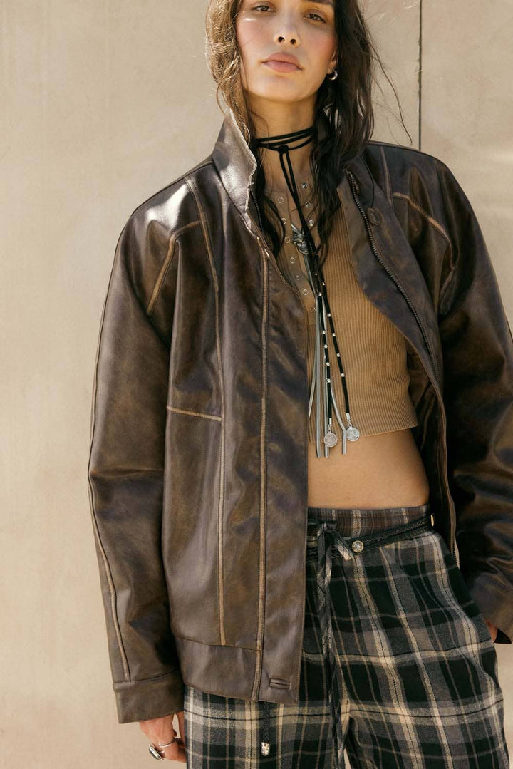 Jane Piping Trimmed Zip-Up Jacket