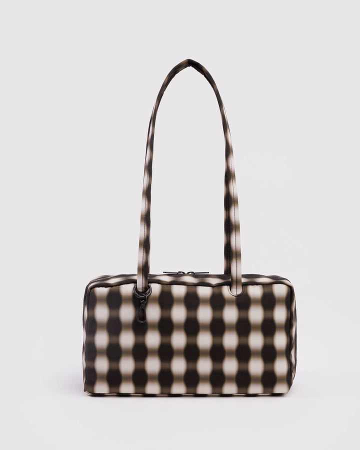 Baggu Nylon Bowler Bag - Blurred Gingham Brown