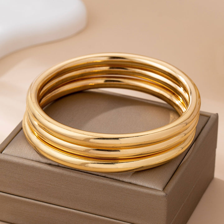Chunky Triple Tube Bangle Set