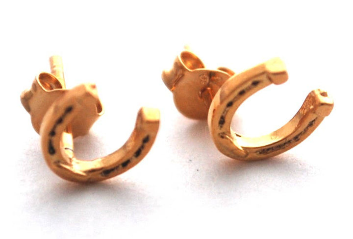 Horseshoe Gold Stud Earrings