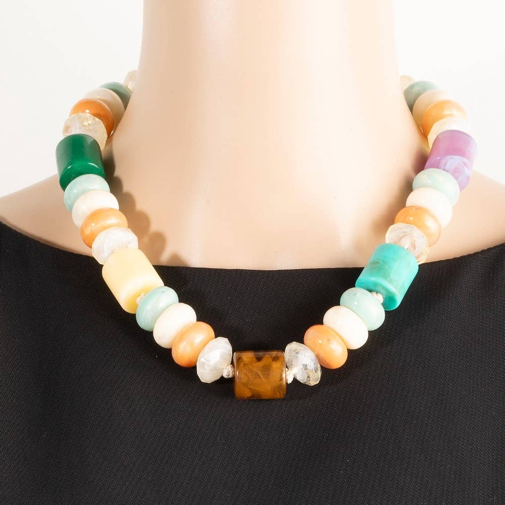 Large Marble Resin Beaded Necklace