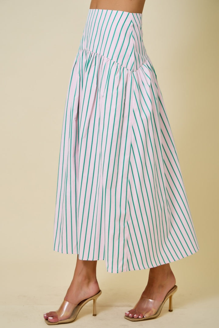 Rylee Stripe Flared Maxi Skirt