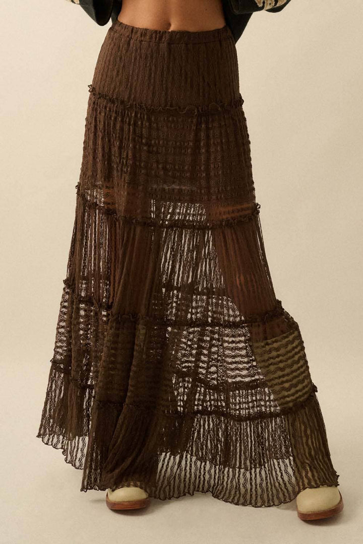 Janelle Lace Tiered Ruffle Maxi Skirt