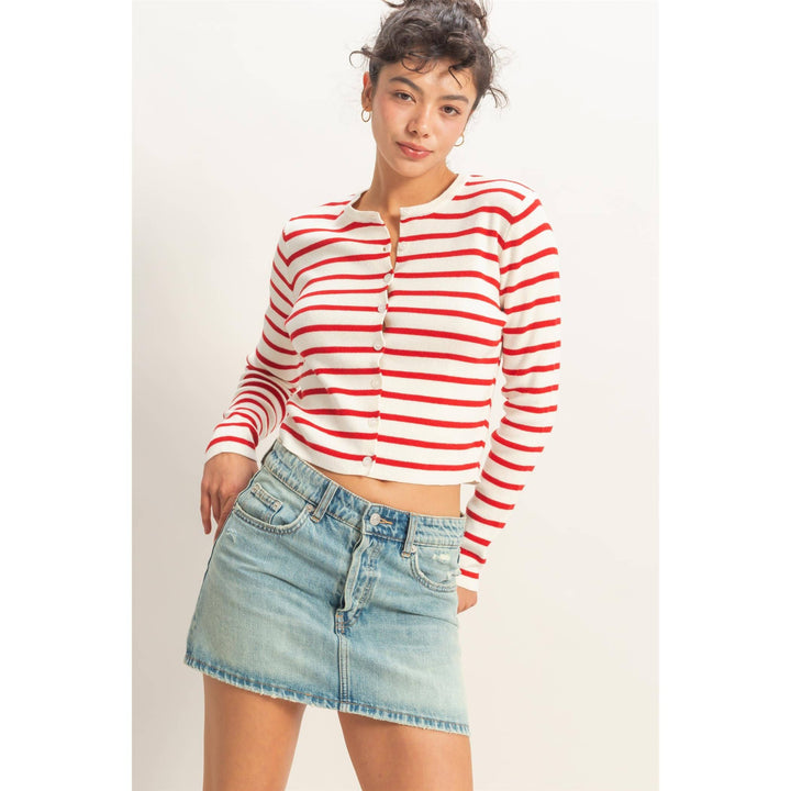 Sally Striped Button-Up Cardigan