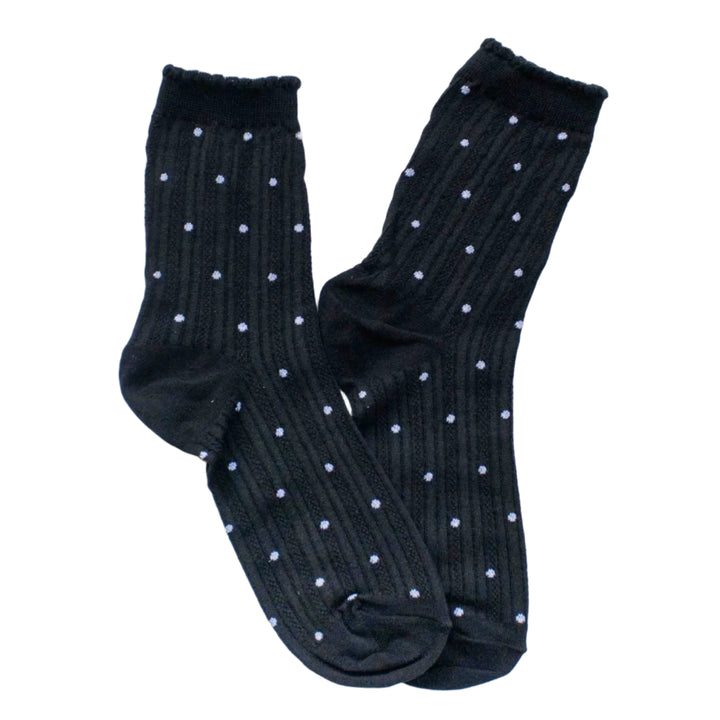 Polka Dot Ribbed Crew Socks