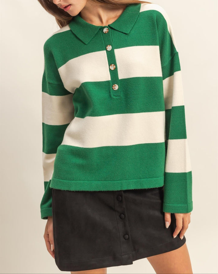 Sophia Striped Polo Sweater