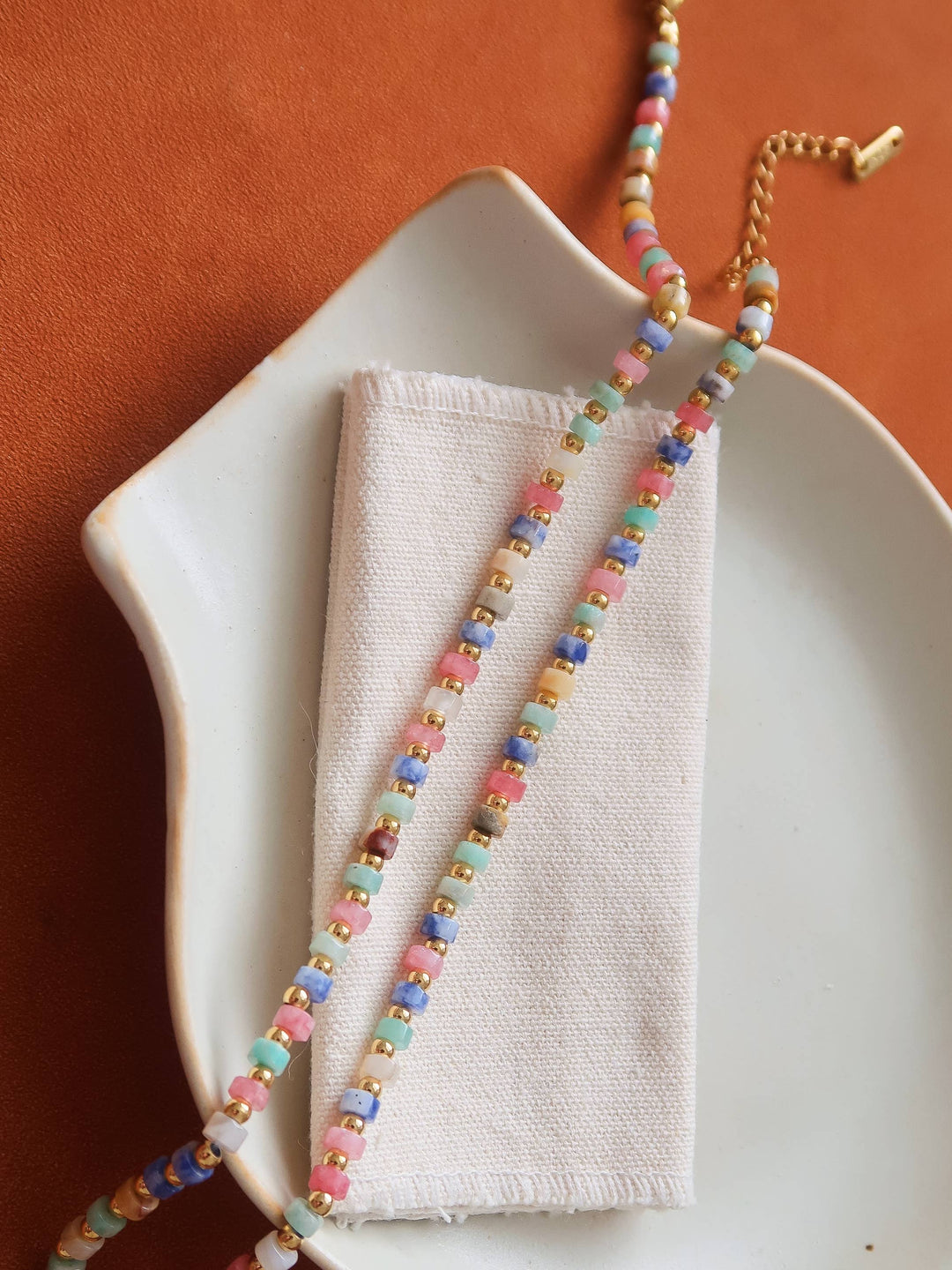 Lyric 18K Gold Non-Tarnish Faceted Bead Boho Necklace