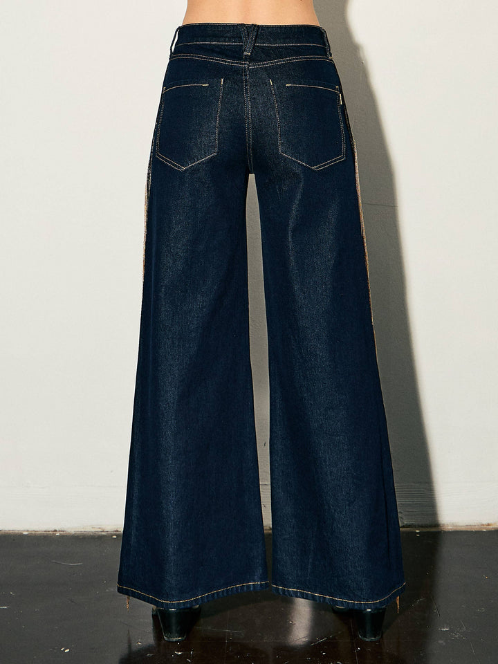 Metal Fringe Wide Leg Jeans