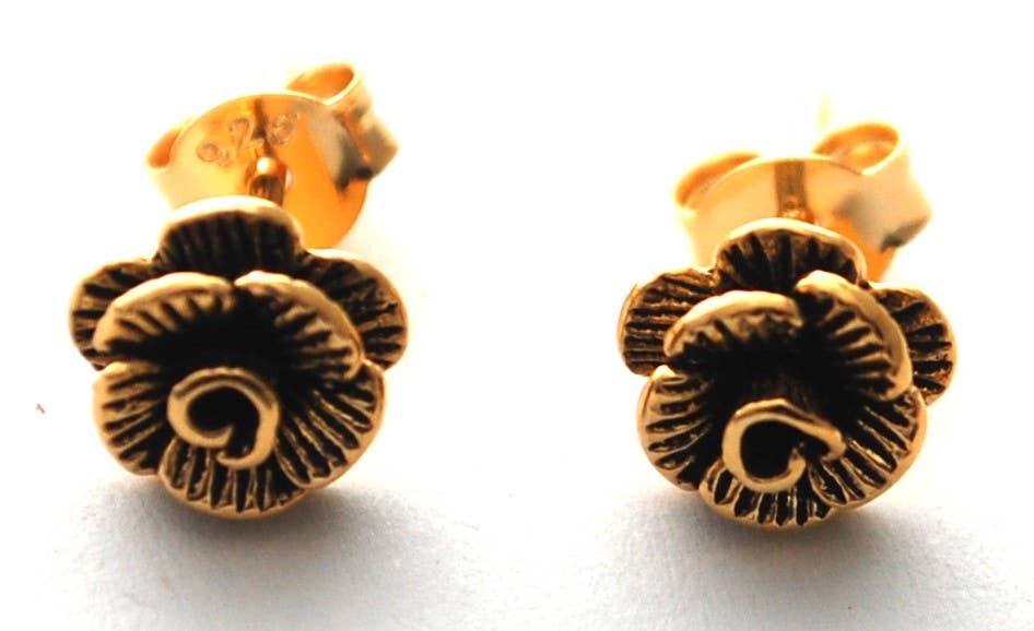 Texas Yellow Rose Gold Stud Earrings