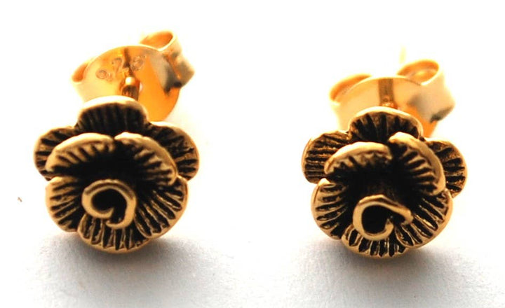 Texas Yellow Rose Gold Stud Earrings