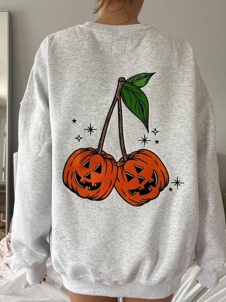Pumpkin Cherries Embroidered Sweatshirt